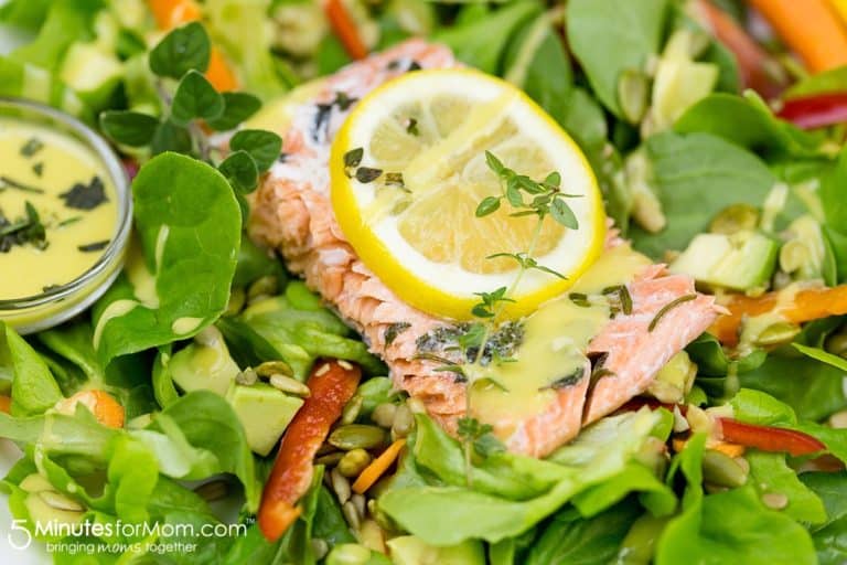 Lemon and Herb Salmon with Honey Mustard Dressing