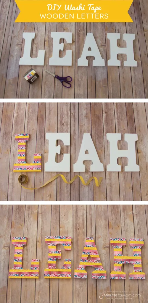 DIY Washi Tape Wooden Letters