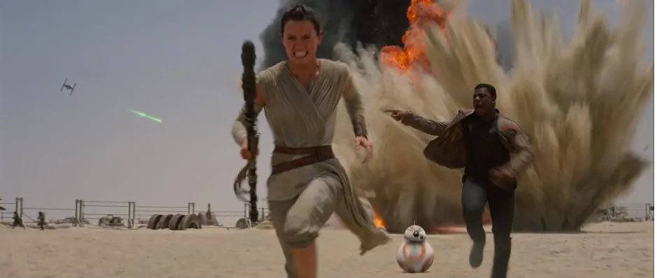 Daisy Ridley and John Boyega as Finn and Rey Star Wars The Force Awakens - #StarWarsEvent