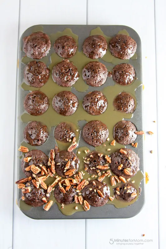 These Turtle Brownie Bites are definitely not healthy eating friendly but they sure are scrumptious!