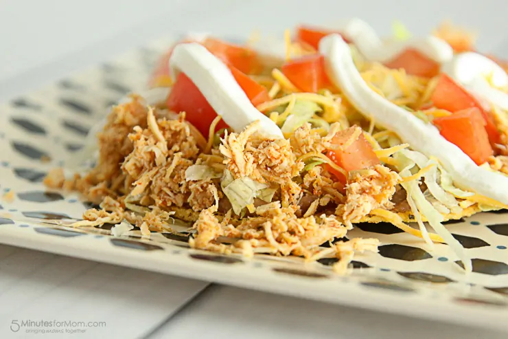 Easy Shredded Chicken Tostadas, a family friendly, and delicious dinner.