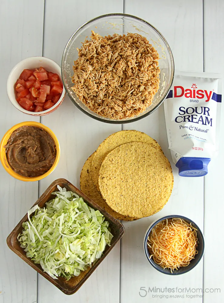 Easy Shredded Chicken Tostadas, a family friendly, and delicious dinner.