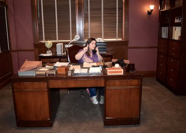 Marvels Agent Carter Set Visit - Dawn Cullo at Desk