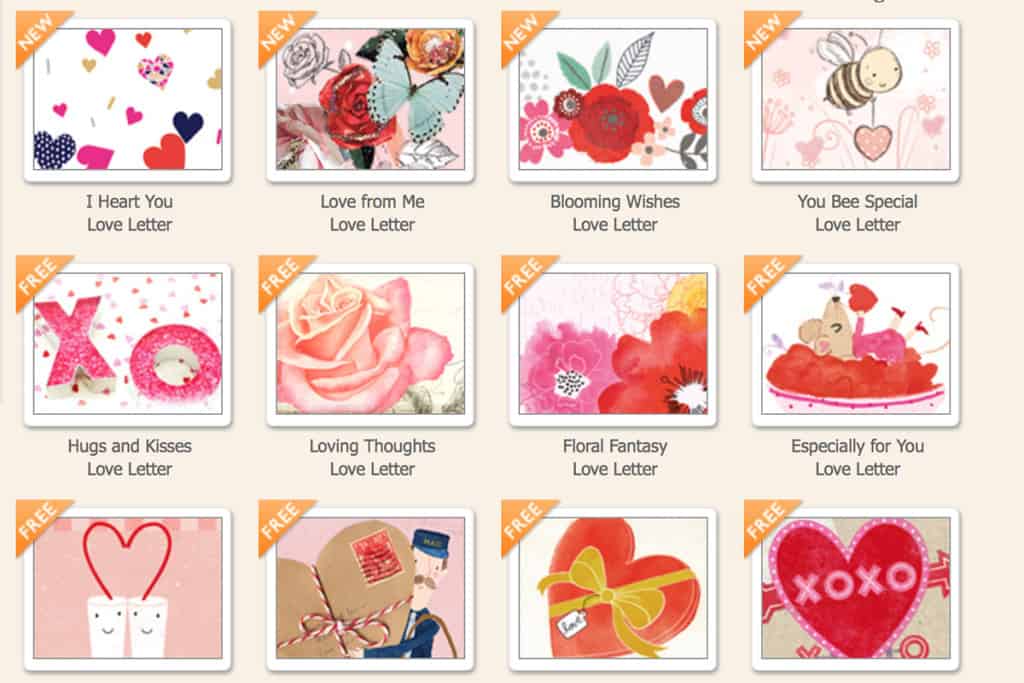 Blue Mountain printable love letters