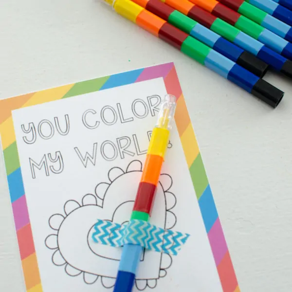 “You Color My World” Free Printable Valentines