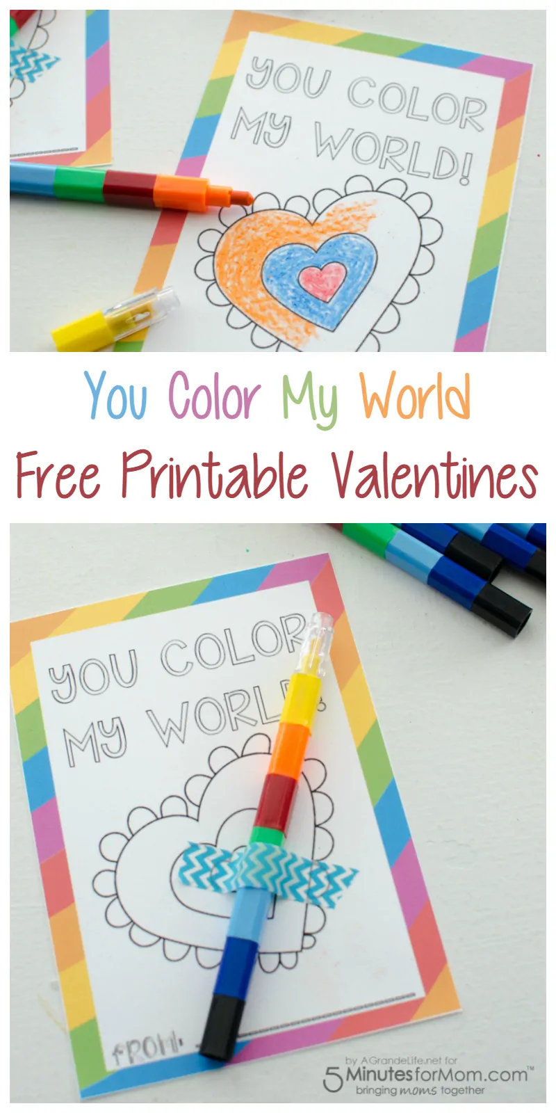 You Color My World Free Printable Valentines