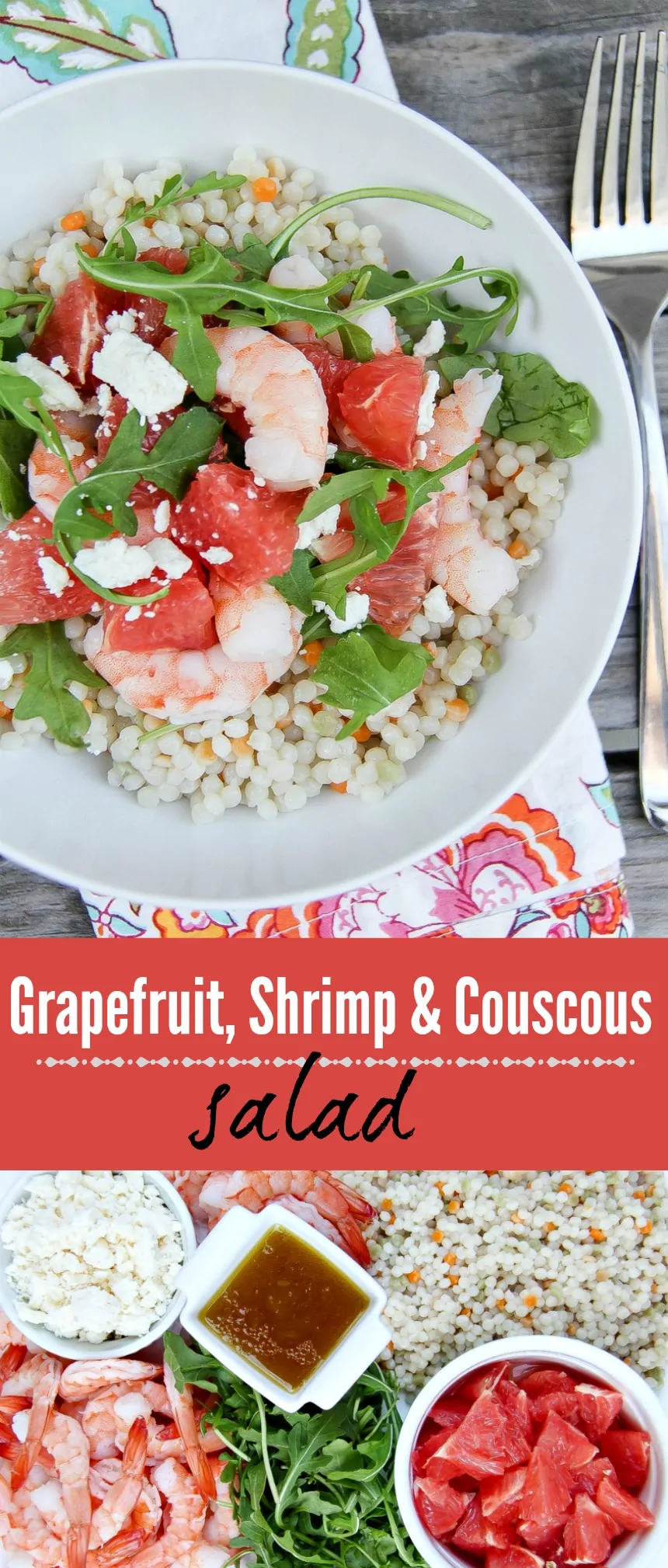 A light and tasty grapefruit, shrimp and couscous salad.