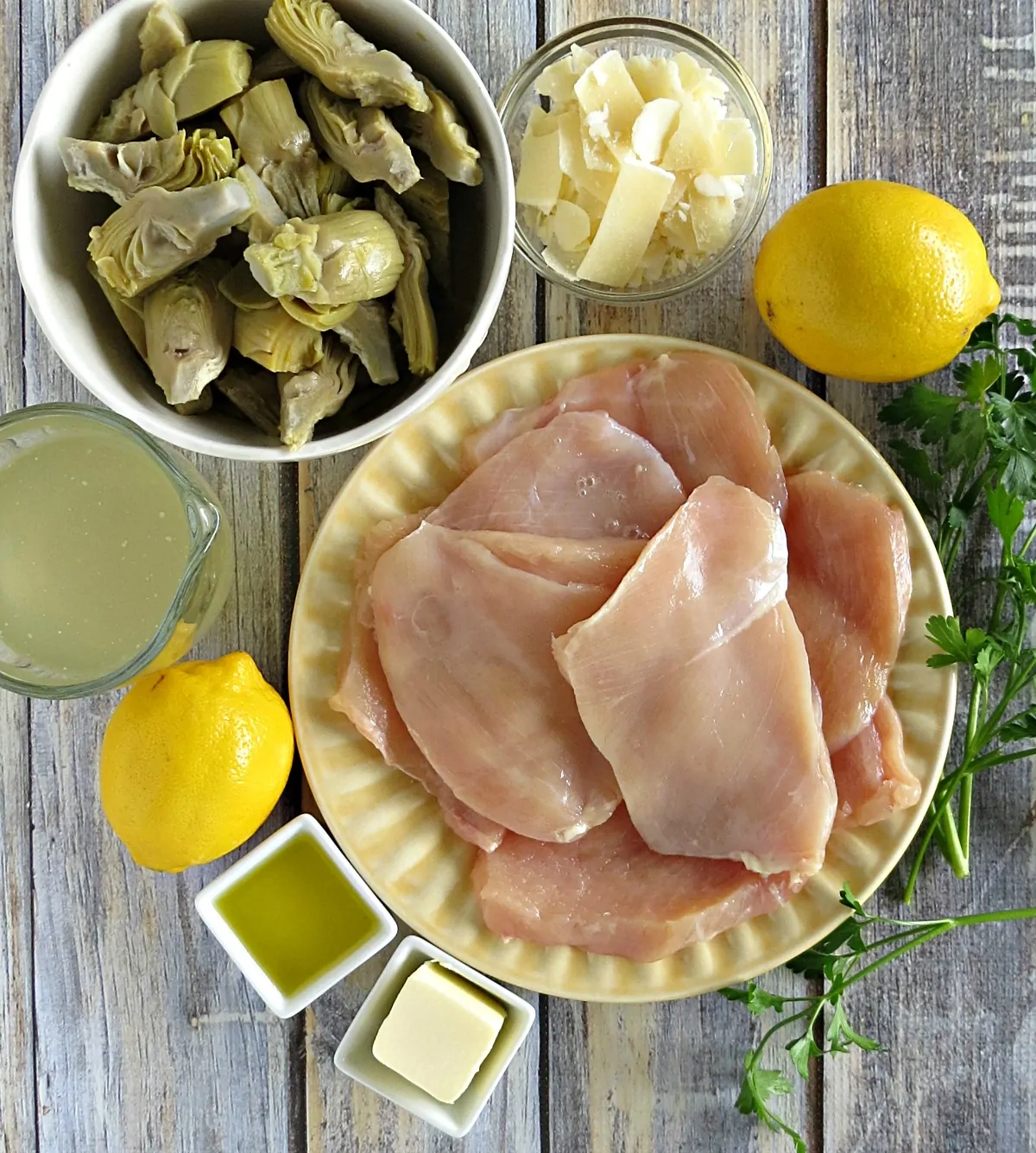 Chicken Cutlets with Artichokes Raw Ingredients