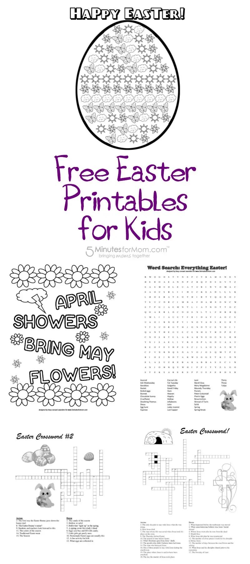 Free Easter Printables for Kids - Coloring Sheets and Crosswords