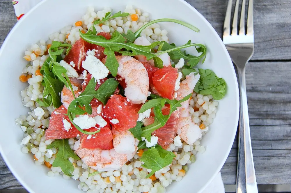 Grapefruit, Shrimp and Couscous Salad Recipe with Honey lime dressing