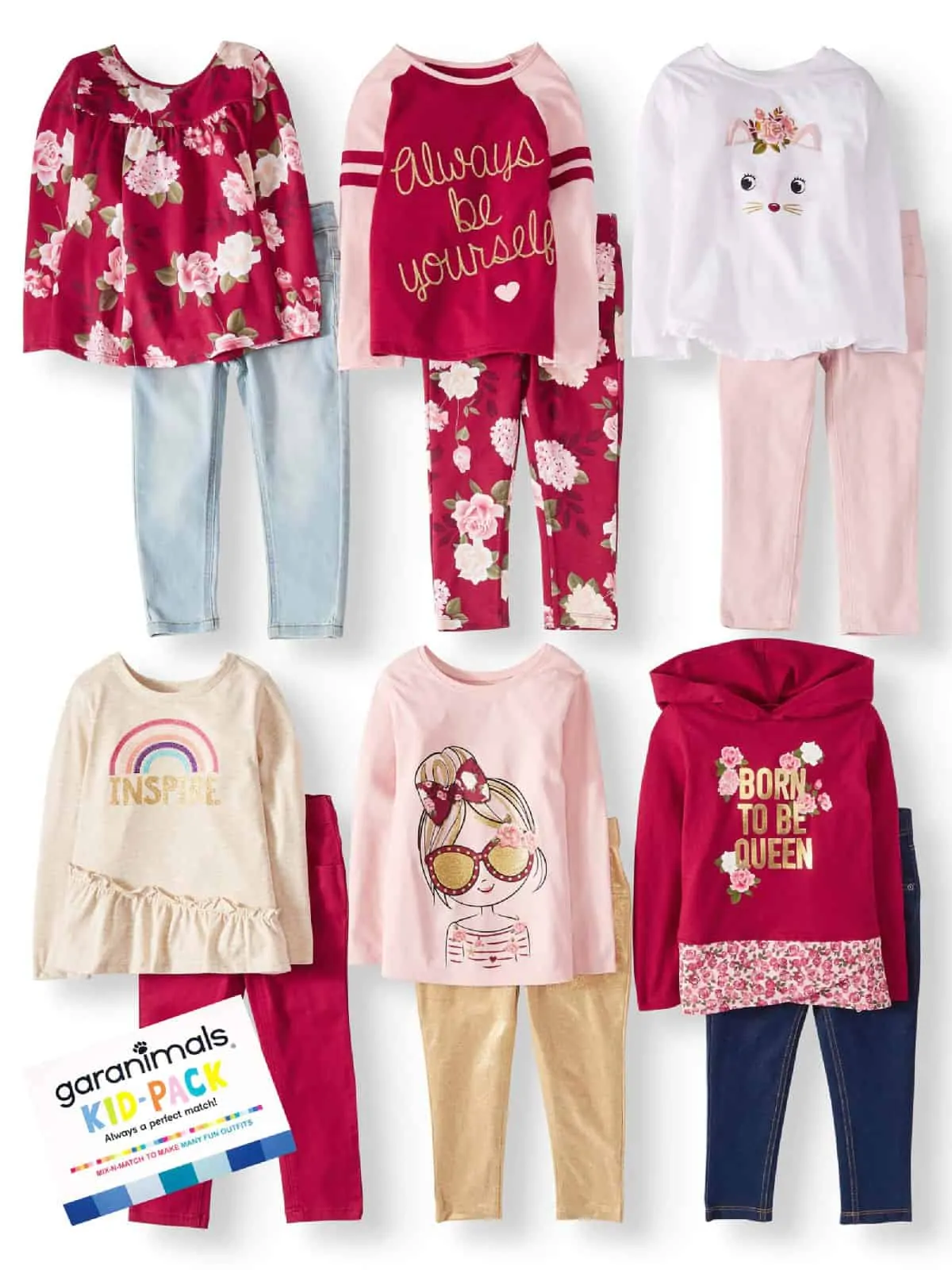 Garanimals mix and match clothes girls set of red