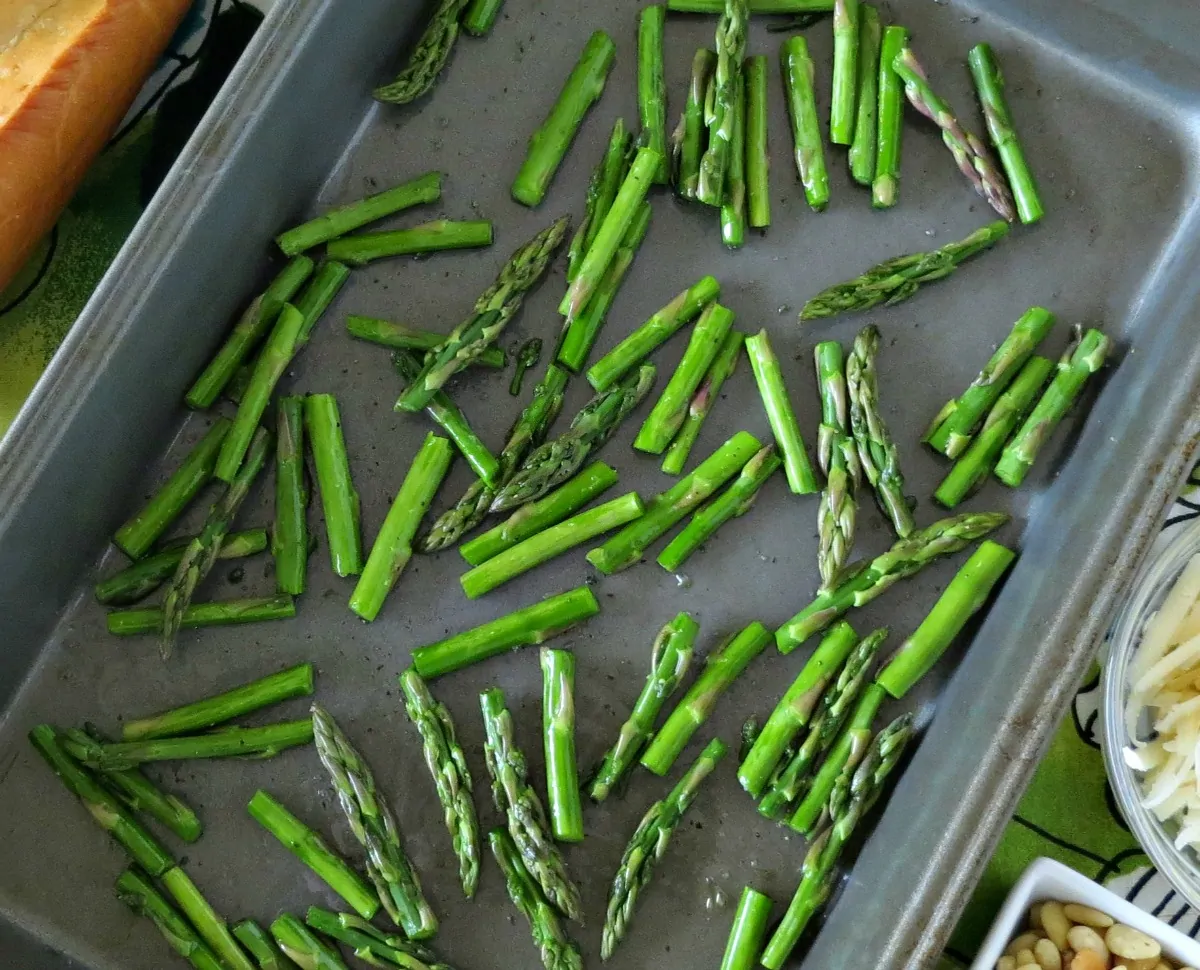 Preparing Roasted Asparagus and Parmesan Crostini