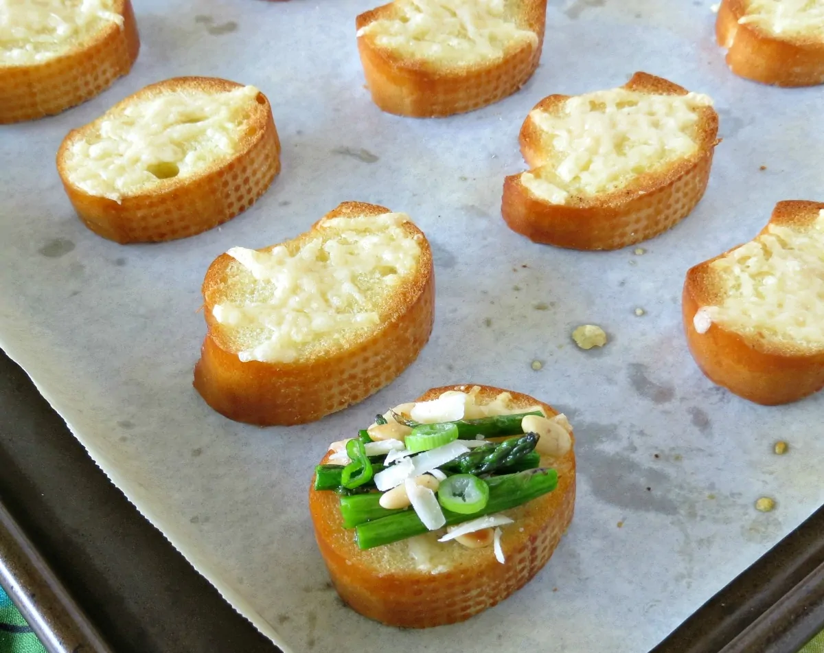 Preparing Roasted Asparagus and Parmesan Crostini