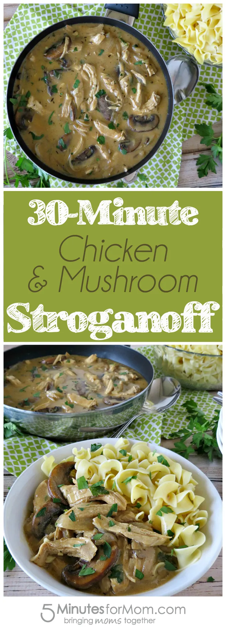 30 Minute Chicken and Mushroom Stroganoff - This stroganoff recipe comes together in about 30 minutes, but it tastes like it's been cooking all day! Pin