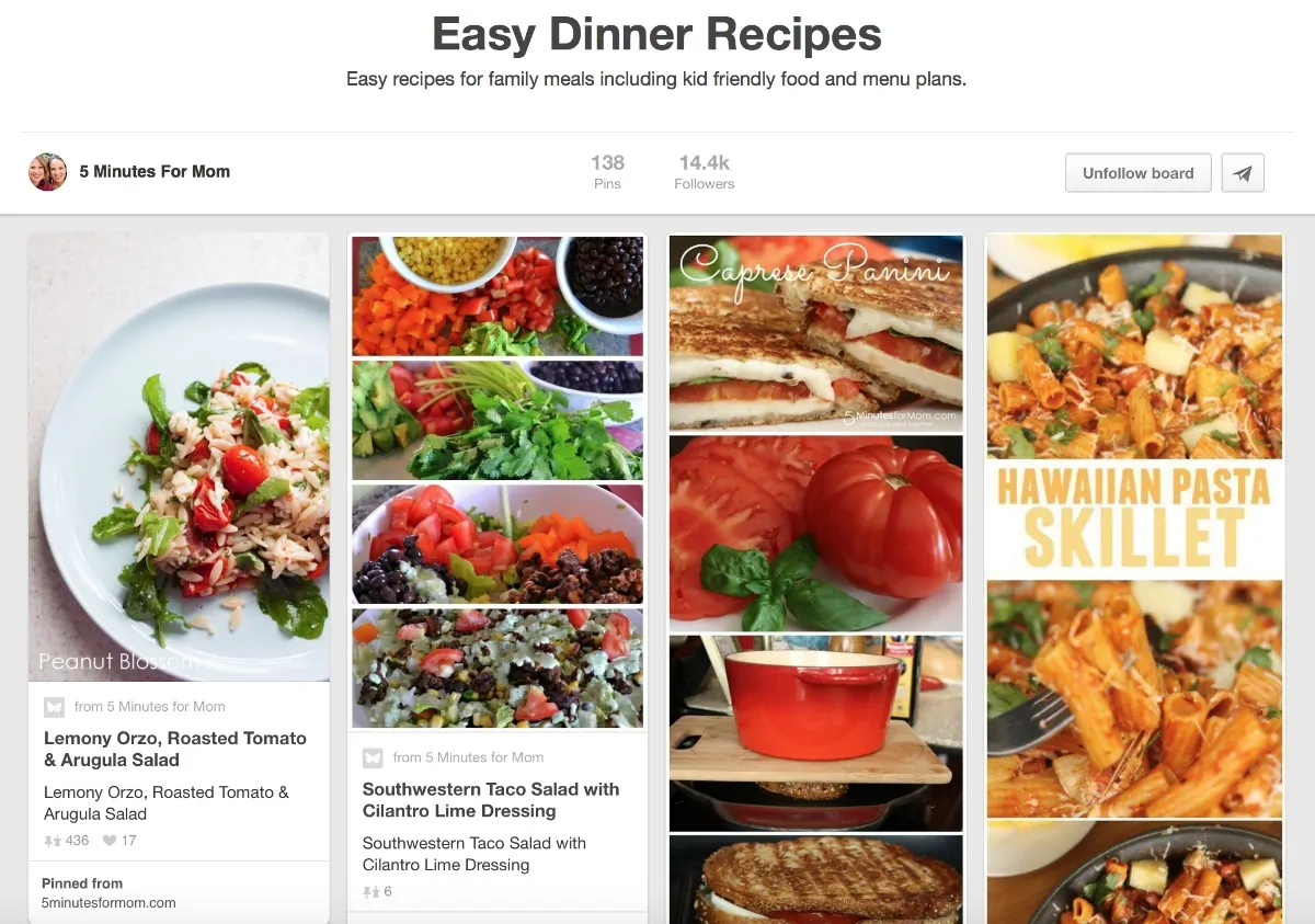 Easy Dinner Recipes Pinterest Board