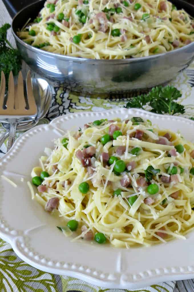 Linguine with Pancetta and Peas Recipe 5 Minutes for Mom