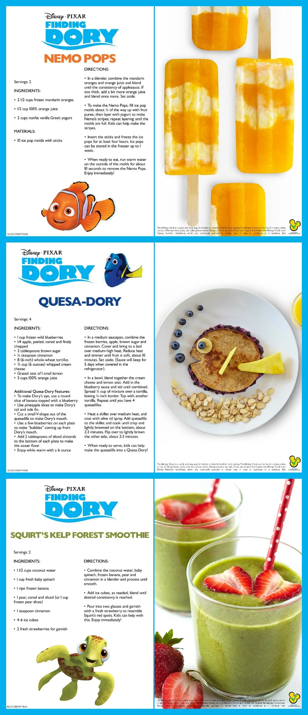 Finding Dory Recipes