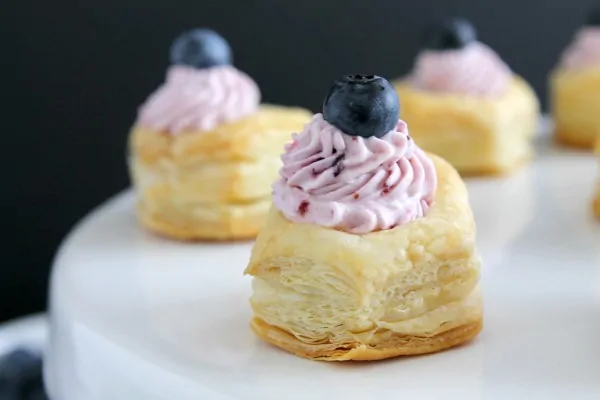 Blueberry Mousse Puff Pastry Cups