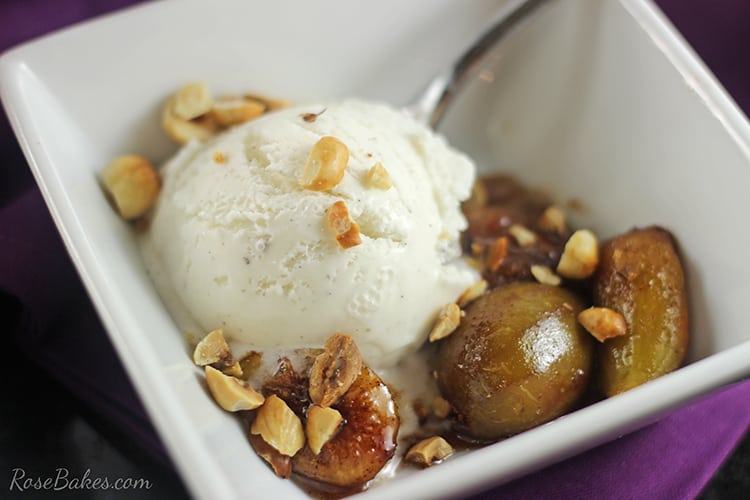Spiced Roasted Figs with Hazlenuts Vanilla Ice Cream