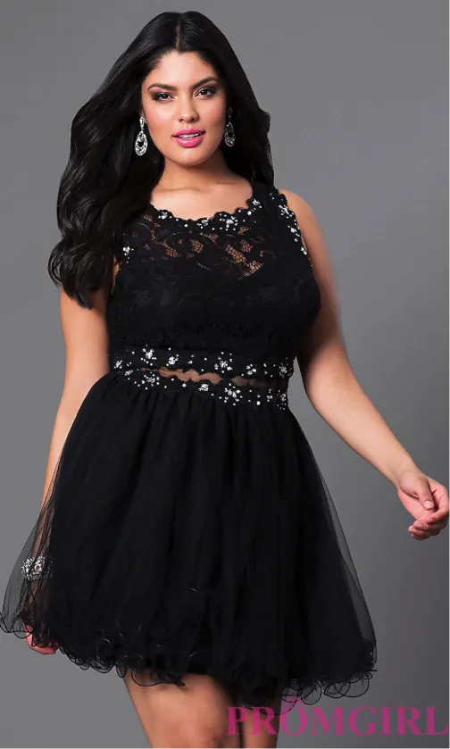 Mock Two Piece Embroidered Lace Homecoming Dress