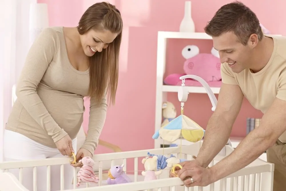 Preparing the crib for baby