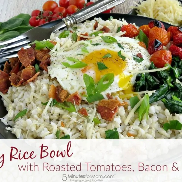 Hearty Rice Bowl with Roasted Tomatoes, Bacon & Spinach Recipe