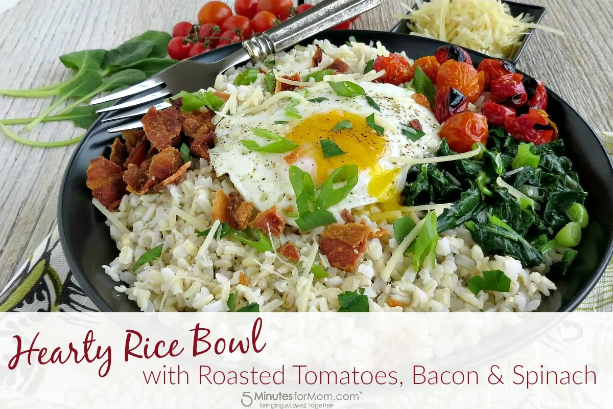 Hearty Rice Bowl with Roasted Tomatoes, Bacon and Spinach Recipe