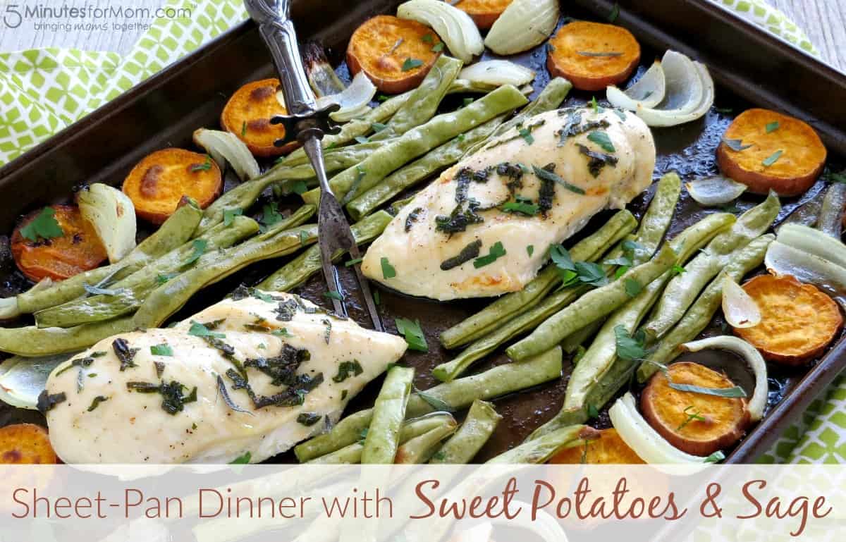 Sheet-Pan Dinner with Sweet Potatoes and Sage