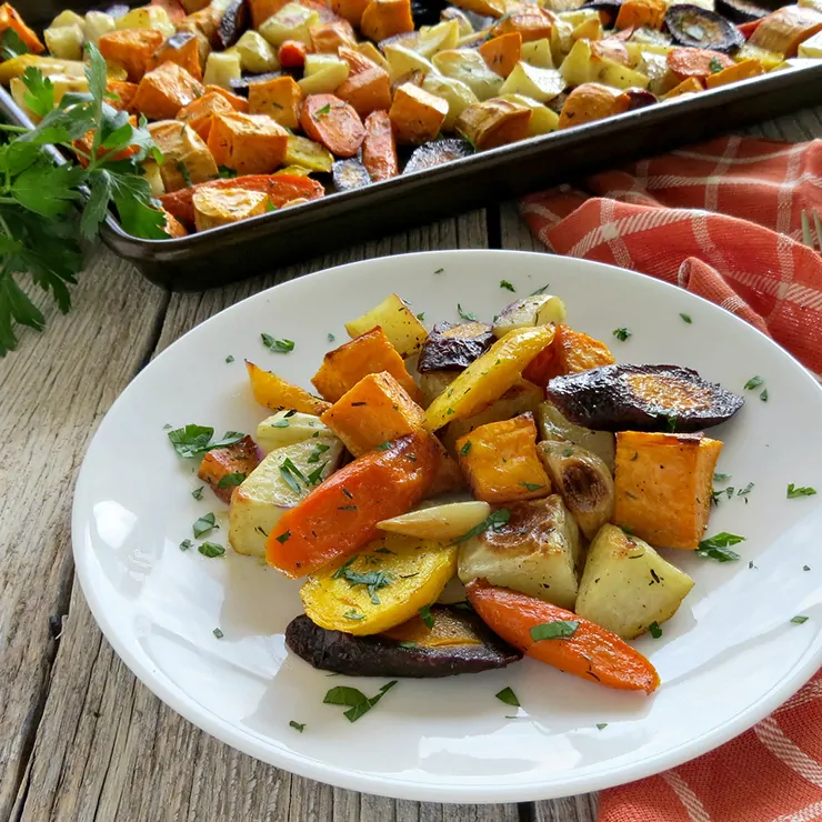 Oven Roasted Fall Vegetables with Garlic and Thyme