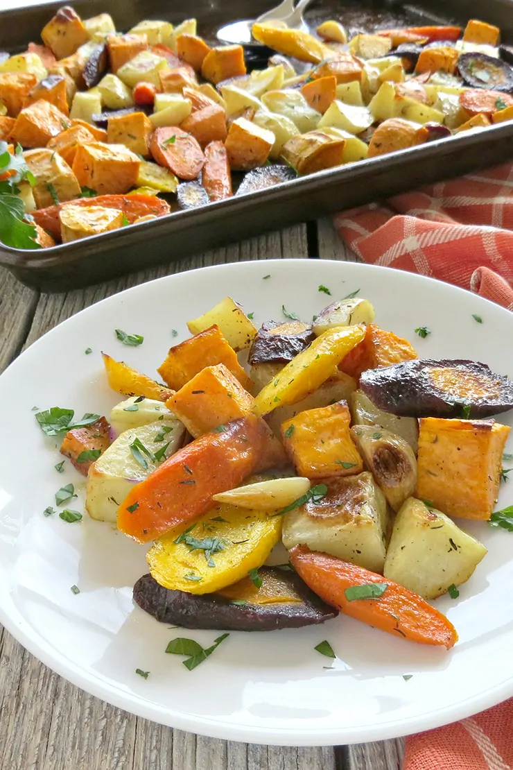 Oven Roasted Fall Vegetables with Garlic and Thyme