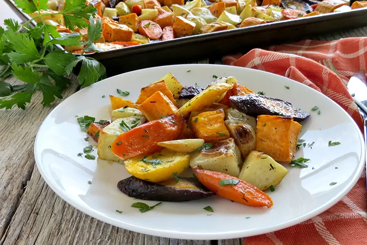 Oven Roasted Fall Vegetables with Garlic and Thyme