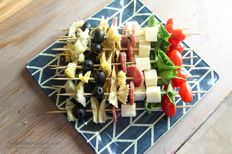 Antipasto Skewers Recipe. A delicious appetizer recipe that is great for get together or grey cup parties!