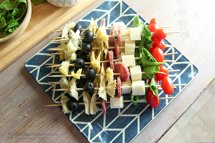 Antipasto Skewers Recipe. A delicious appetizer recipe that is great for get together or grey cup parties!