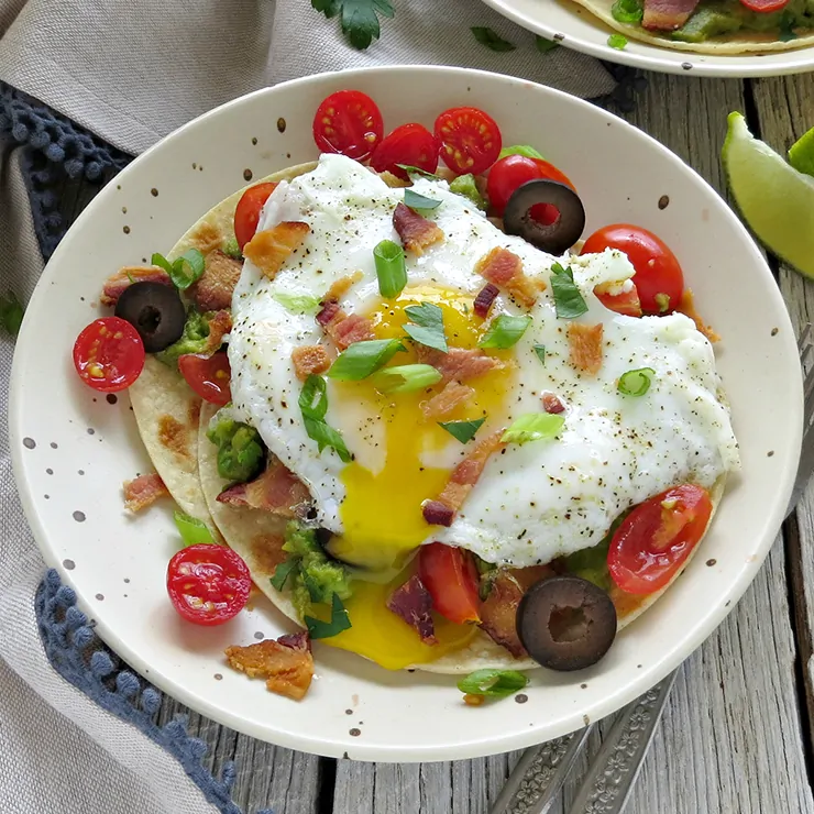 Avocado and Bacon Breakfast Tacos. These breakfast tacos are quick and easy delicious and loaded with protein!