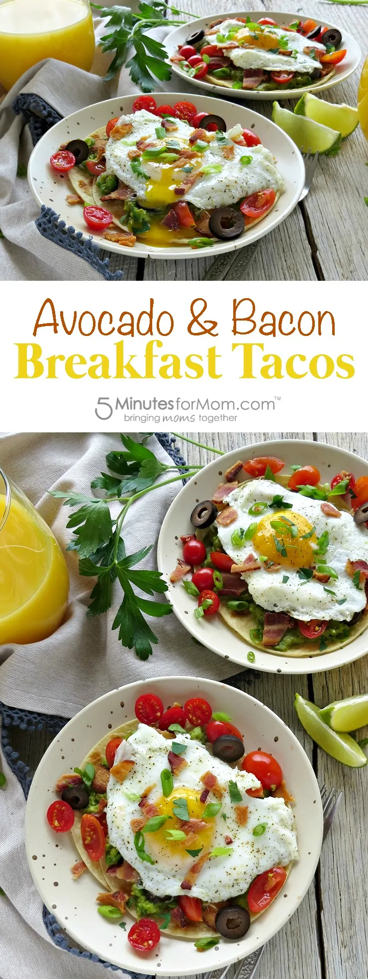 Avocado bacon breakfast tacos