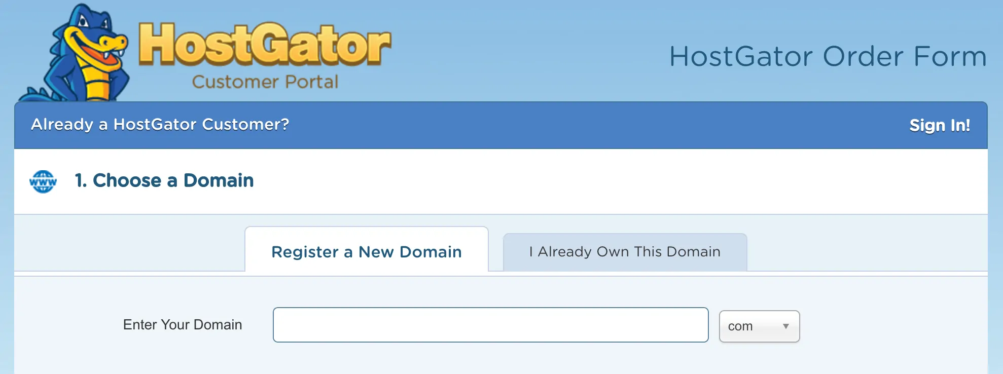 HostGator Step 1