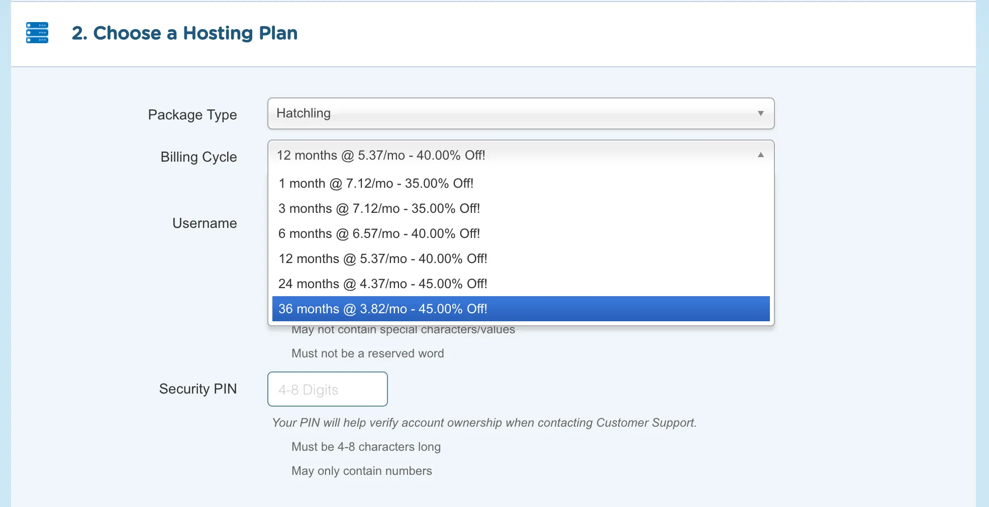 HostGator Step 2