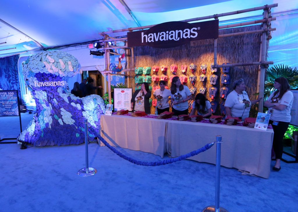 havaianas stand at the Premiere Party for Moana