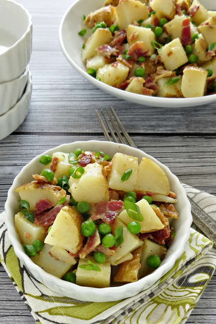 Baked Potato Salad with Peas and Bacon