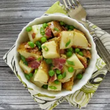 Baked Potato Salad with Peas and Bacon