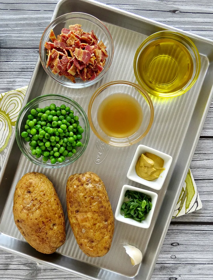 Baked Potato Salad with Peas and Bacon