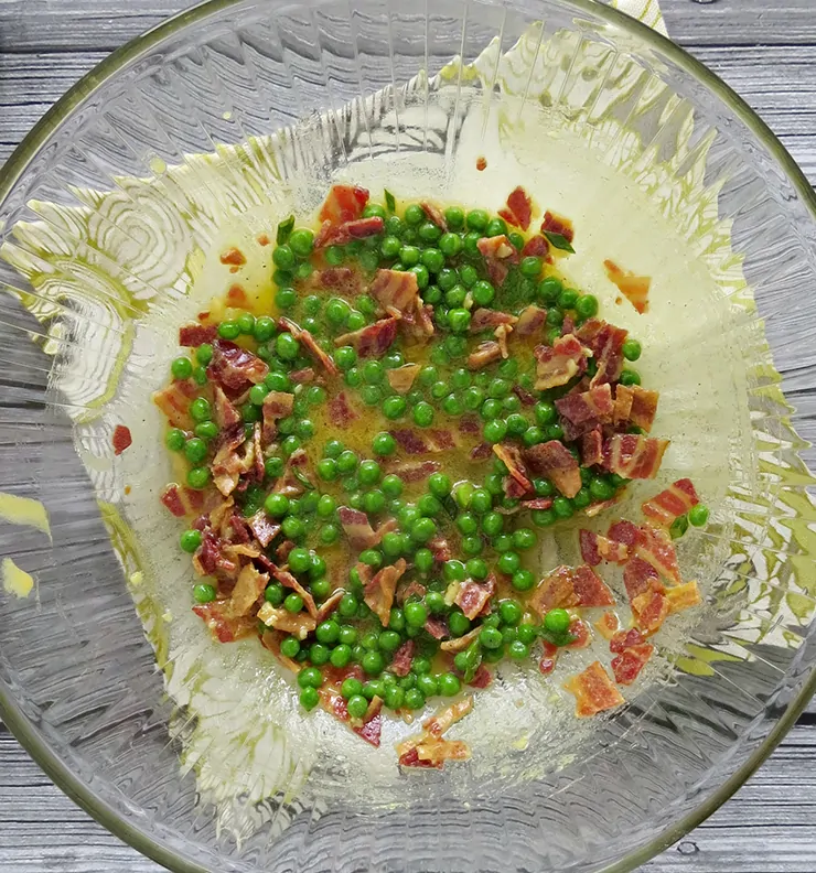 Baked Potato Salad with Peas and Bacon
