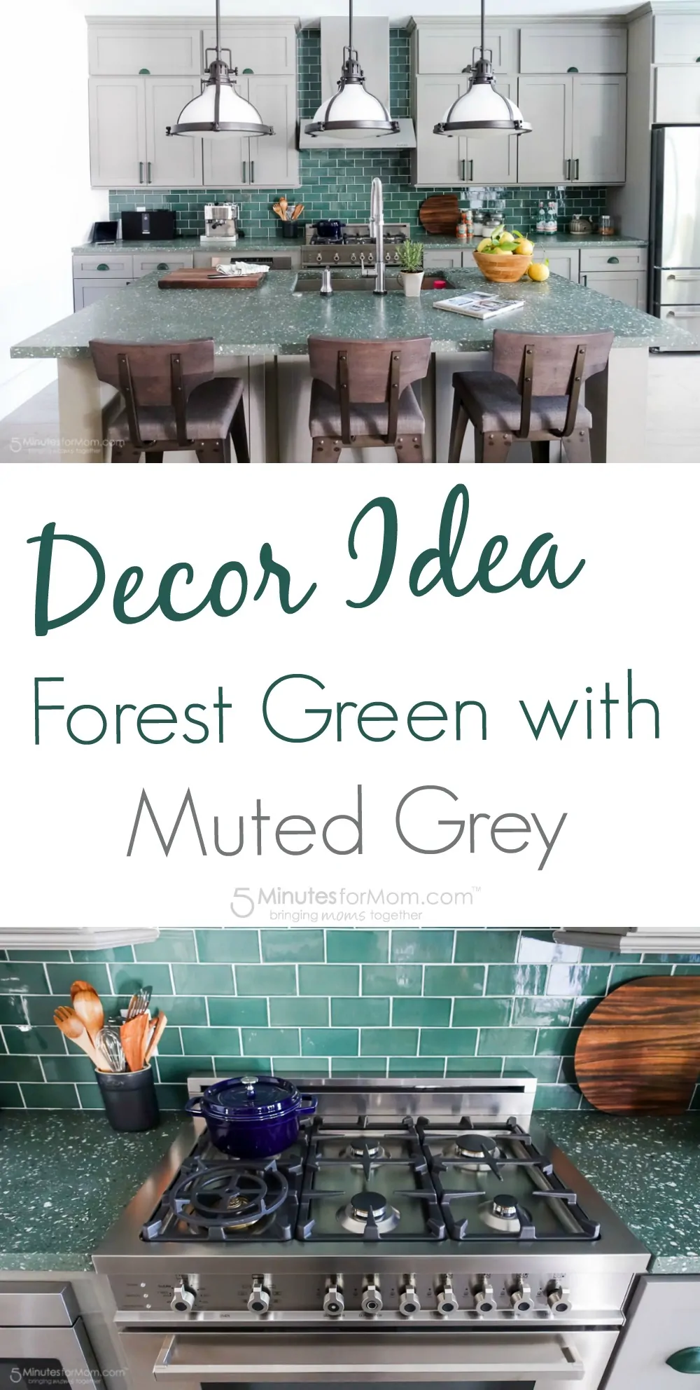 Decor Idea - Forest Green with Muted Grey Kitchen