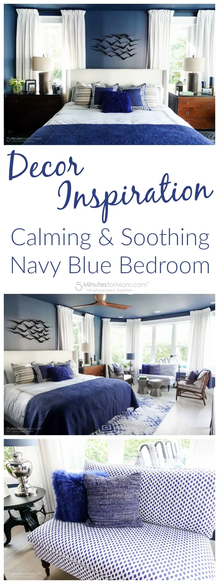 Decor Inspiration - Calming and Soothing Navy Blue Bedroom