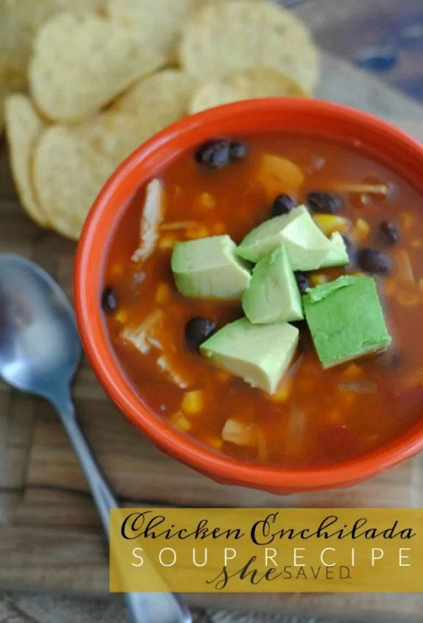 Easy Chicken Enchilada Soup from She Saved