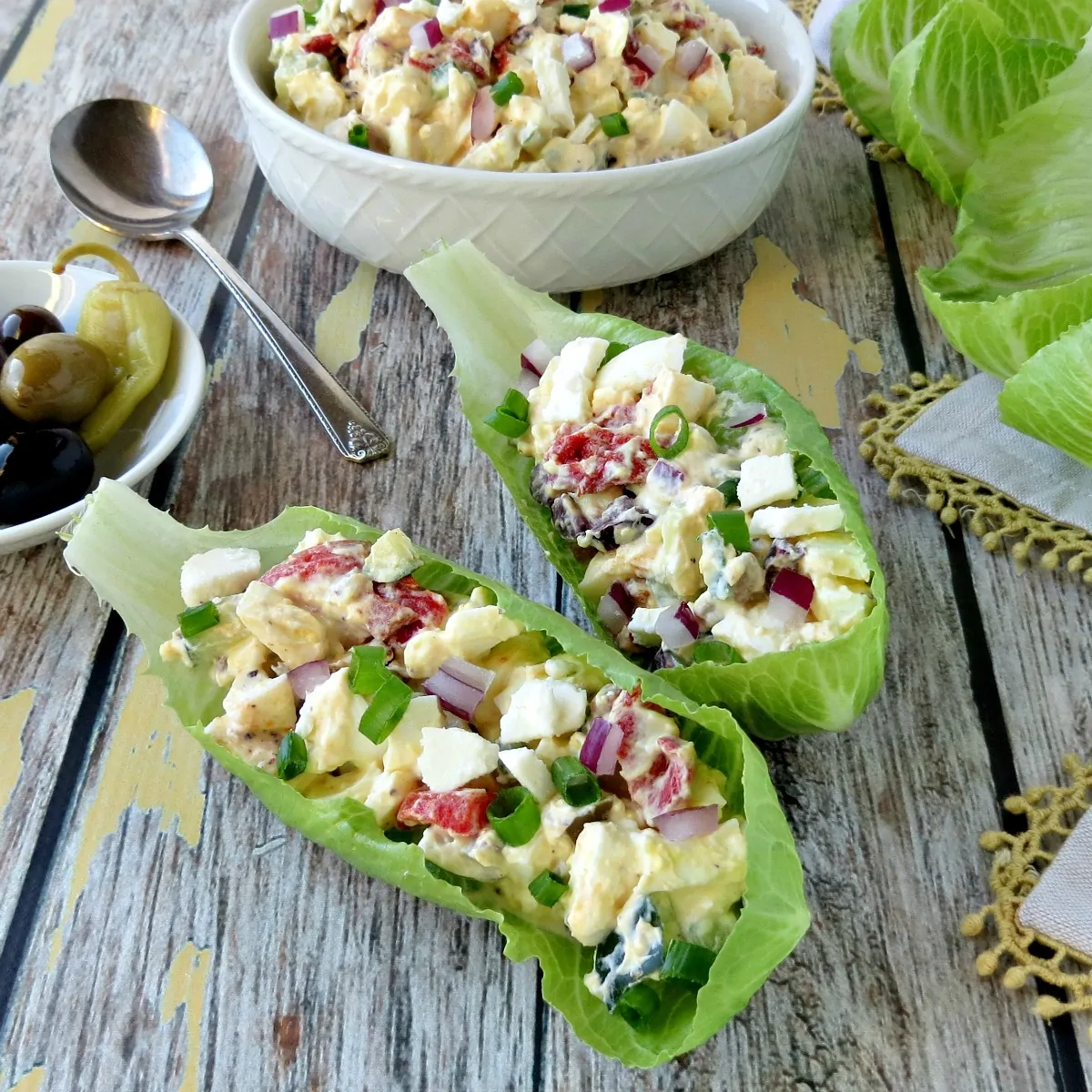 Mediterranean Egg Salad in Lettuce Wraps Recipe
