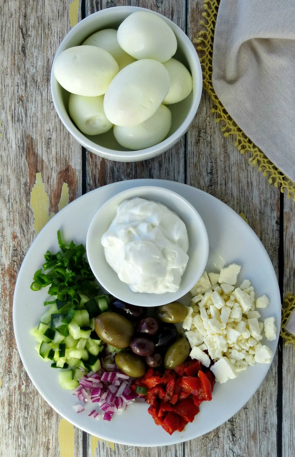 Mediterranean Egg Salad Ingredients