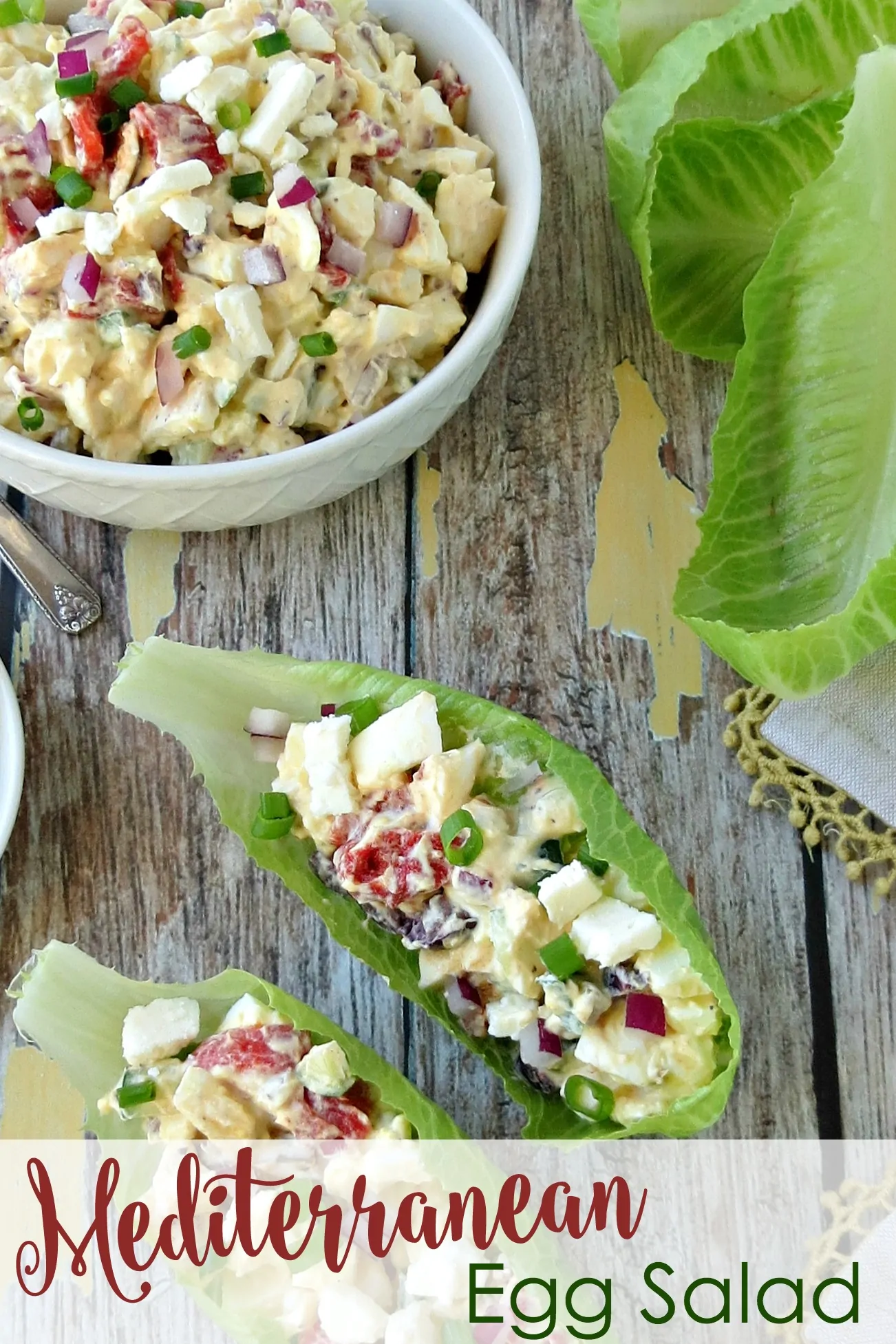 Mediterranean Egg Salad in Lettuce Cups