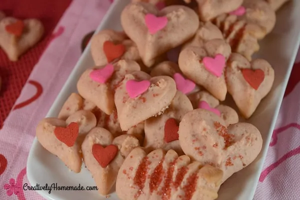 Strawberry Valentine Spritz Cookies from Creatively Homemade