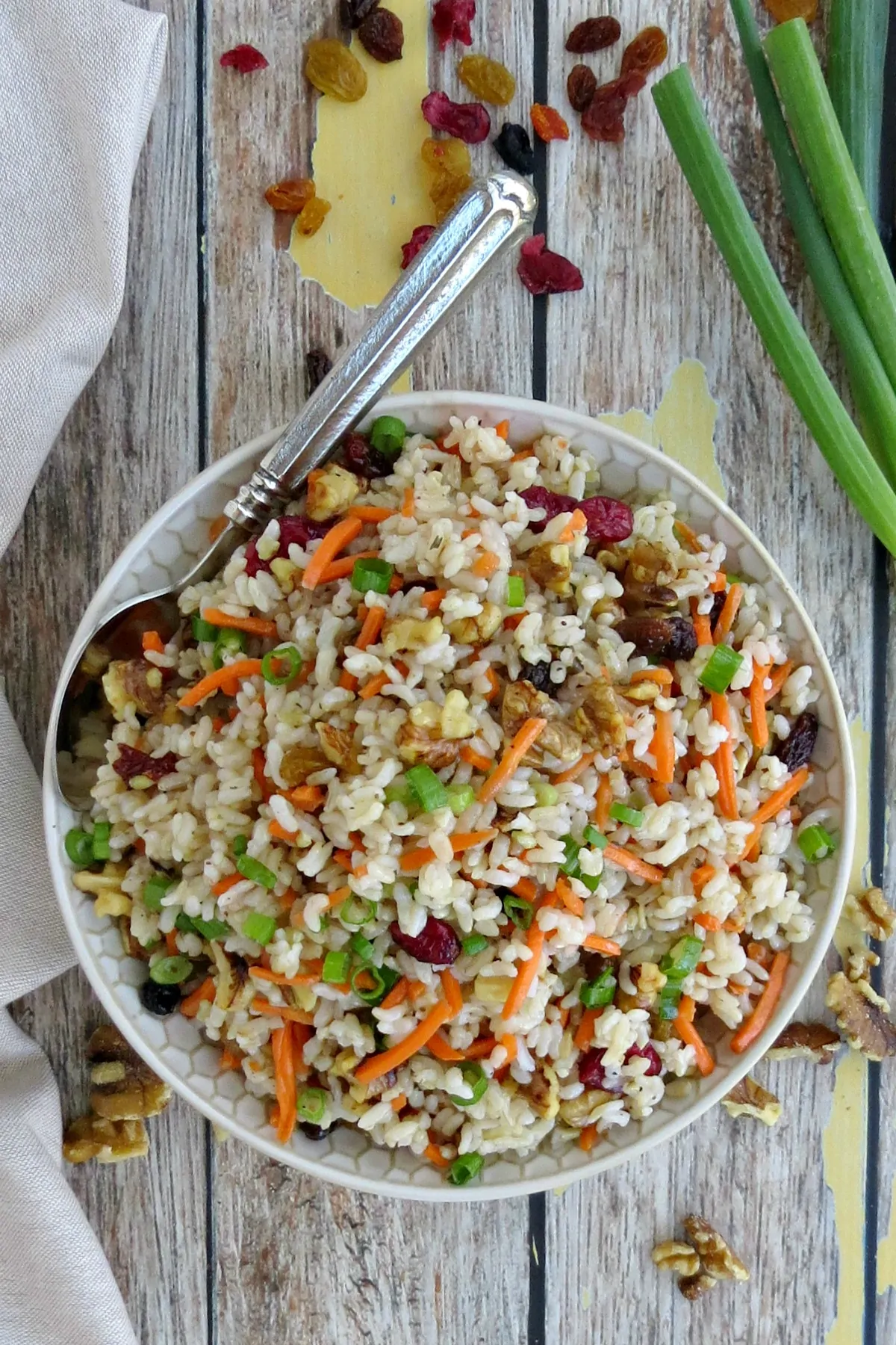 Sweet and Savory Rice Salad with Cranberries Walnuts